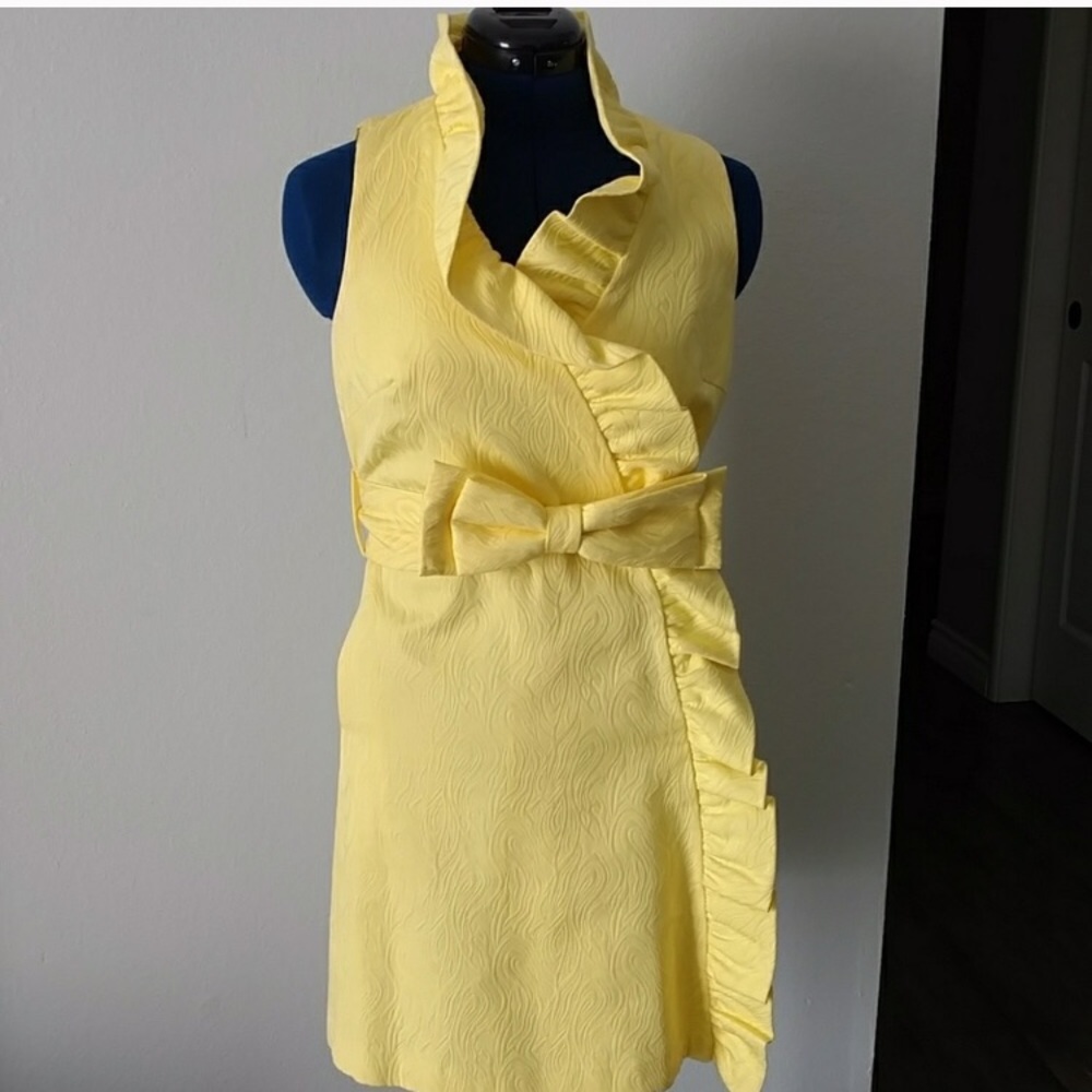 Milly yellow ruffle tie dress